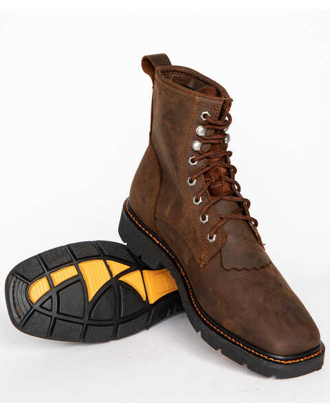 Image #5 - Cody James Men's 8" Waterproof Lace-Up Kiltie Work Boots - Square Toe, Brown, hi-res