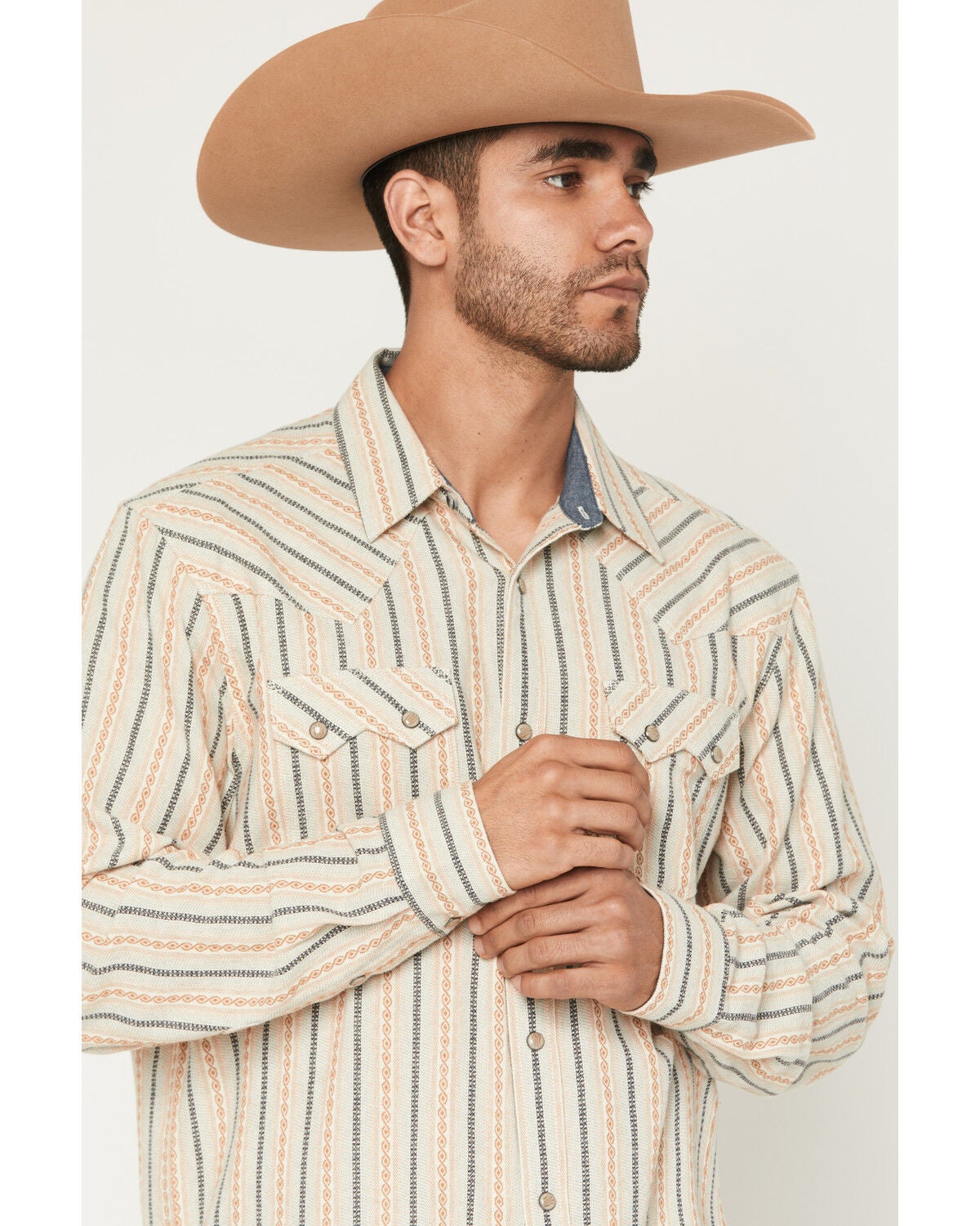 Image #2 - Moonshine Spirit&reg; Men's Archive Dobby Striped Print Long Sleeve Snap Western Shirt, Ivory, hi-res