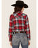 Wrangler Women's Essential Long Sleeve Pearl Snap Flannel Shirt, Red, hi-res