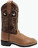 Image #2 - Old West Little Boys' Crackle Western Boots - Broad Square Toe, Tan, hi-res