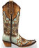 Corral Women's Flowers Overlay & Studs Western Boots - Snip Toe, Brown, hi-res