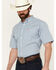 Image #2 - Ariat Men's Richard Plaid Print Short Sleeve Button-Down Performance Western Shirt, Blue, hi-res
