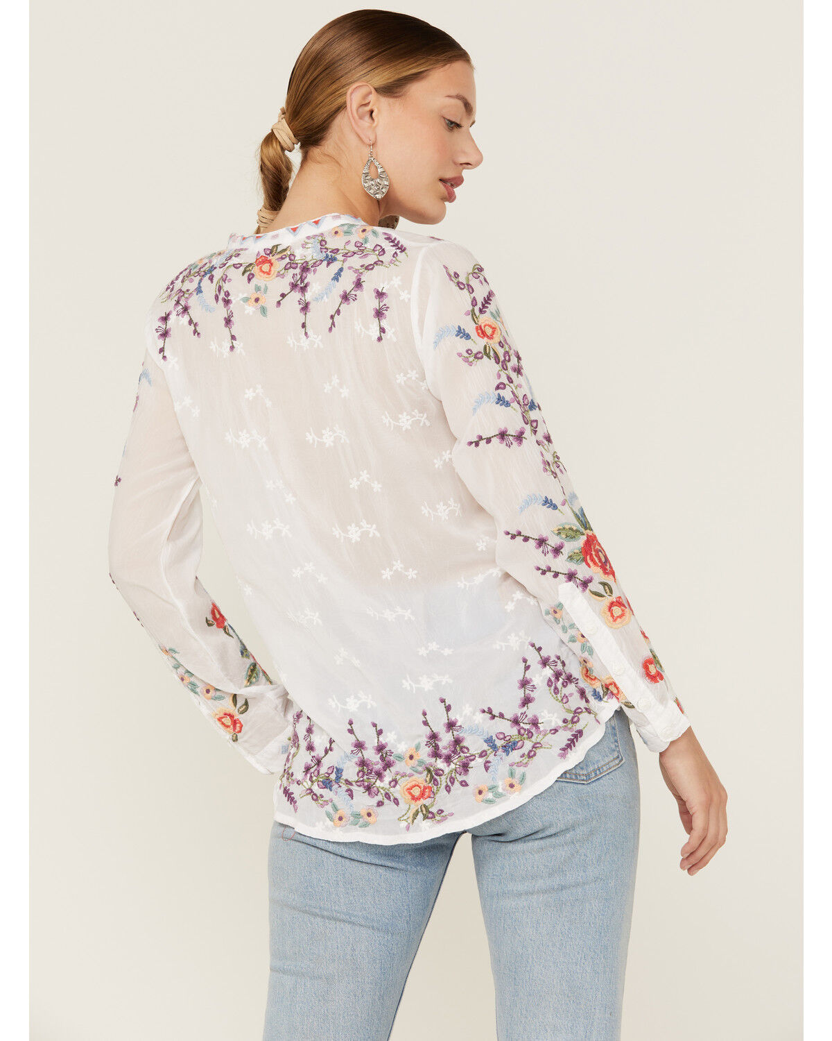 Johnny Was Women's Yasmine Embroidered Long Sleeve White
