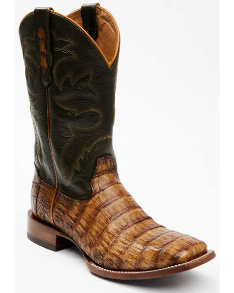 Cody James Men's Brown Exotic Caiman Tail Skin Western Boots - Broad Square Toe, Brown, hi-res