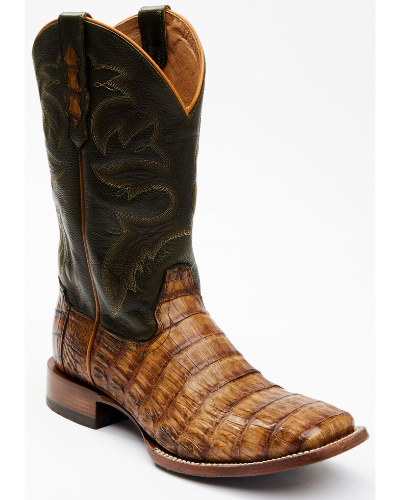 Cody James Men's Brown Exotic Caiman Tail Skin Western Boots - Wide Square Toe, Brown, hi-res