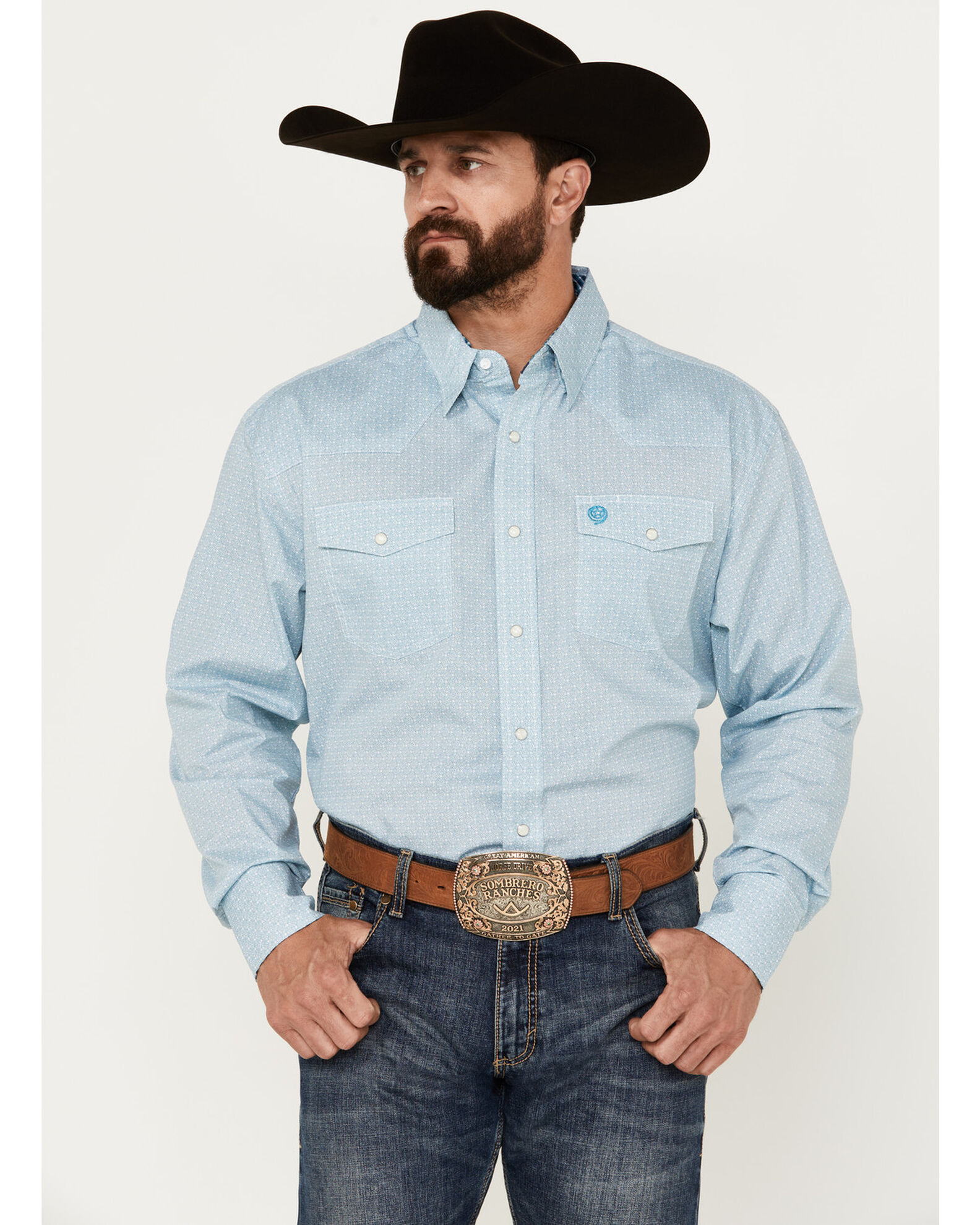 George Strait by Wrangler Men s Geo Print Long Sleeve Snap Western Shirt Sheplers