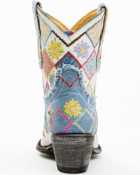 Image #5 - Yippee Ki Yay by Old Gringo Women's Heirloom Short Embroidered Patchwork Booties - Pointed Toe, White, hi-res