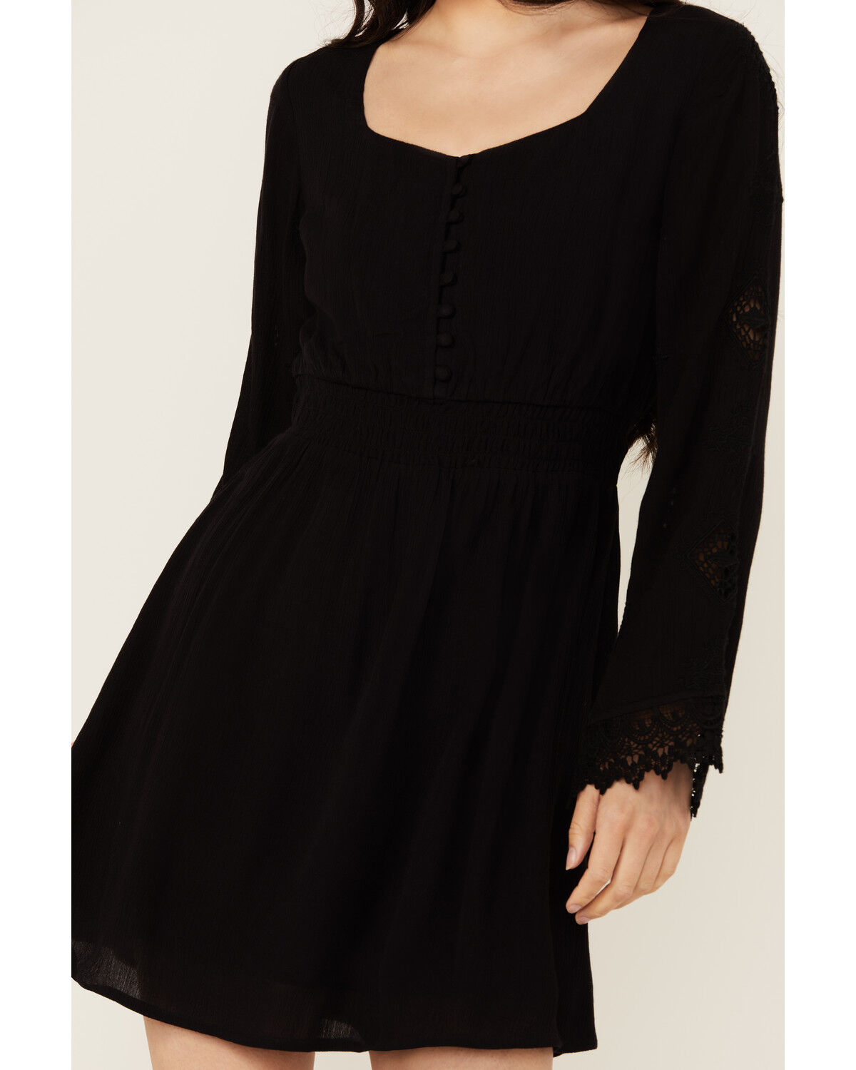 Image #3 - Idyllwind Women's Scotts Lace Long Sleeve Mini Dress, Black, hi-res