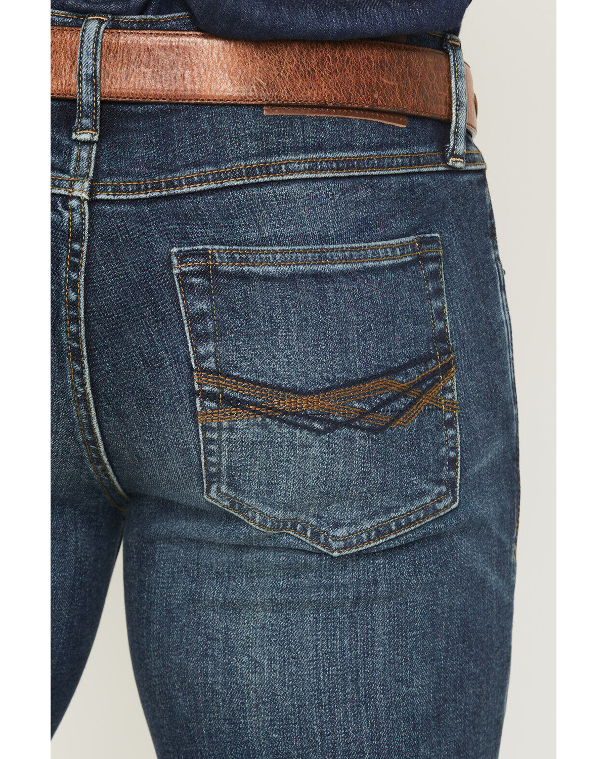 Image #4 - RANK 45® Men's Roughstock Rockford Wash Brock Relaxed Bootcut Performance Stretch Denim Jeans, Dark Wash, hi-res