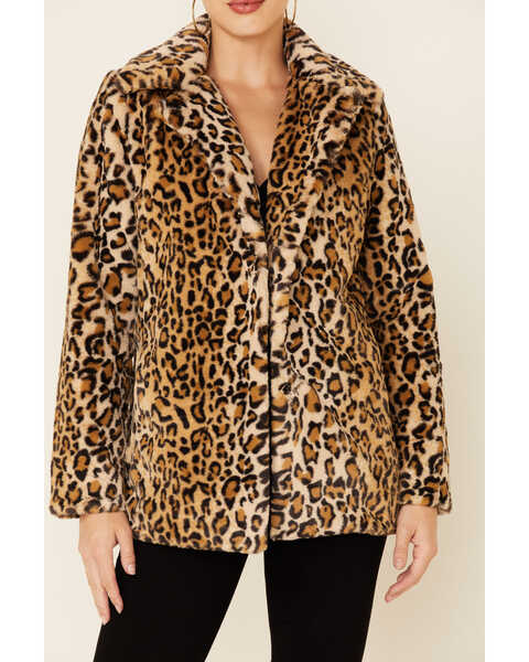 Image #3 - Shyanne Women's Cheetah Print Faux Fur Snap-Front Long Jacket , , hi-res