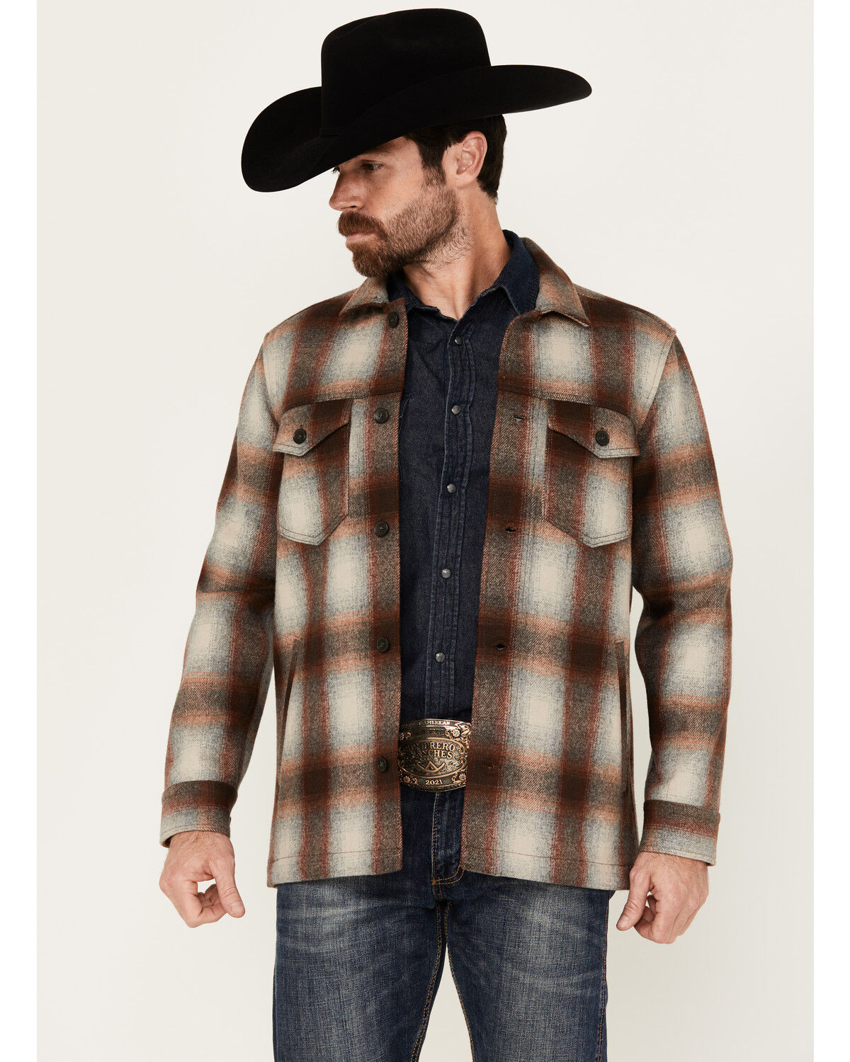 【楽ギフ_包装】 Print Plaid Ombre Lawson Men's Pendleton Long Button Sleeve ジャケット・アウター