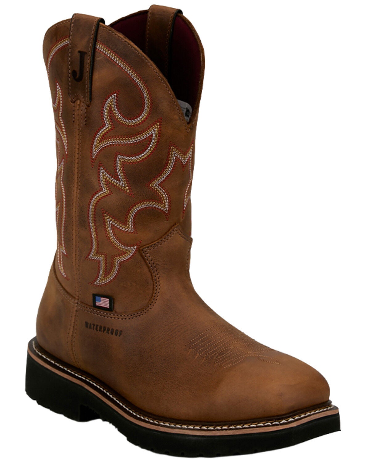 Image #1 - Justin Men's Homeland Waterproof Work Boots - Steel Toe, Brown, hi-res