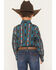 Image #4 - Wrangler Boys' Checotah Southwestern Striped Print Long Sleeve Snap Western Shirt, Teal, hi-res