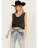 Image #1 - B Blue B Women's Cropped Rhinestone Tank Top, Black, hi-res