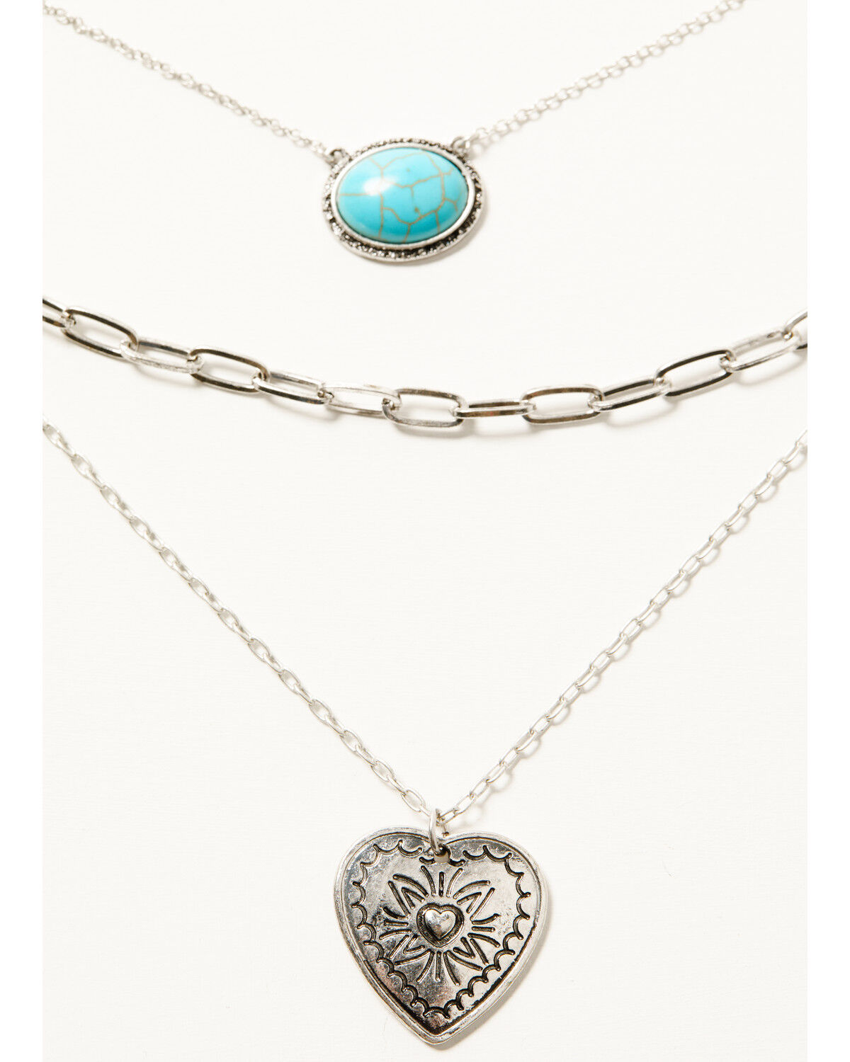 Image #2 - Shyanne Women's Heart And Stone Layered Necklace, Silver, hi-res