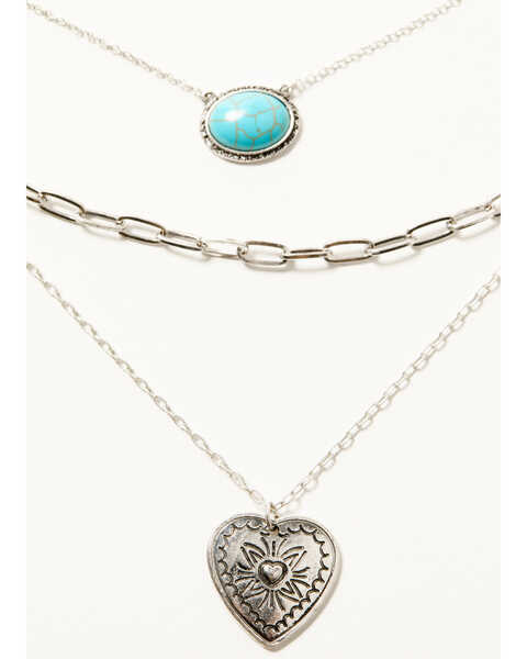 Image #2 - Shyanne Women's Heart And Stone Layered Necklace , Silver, hi-res