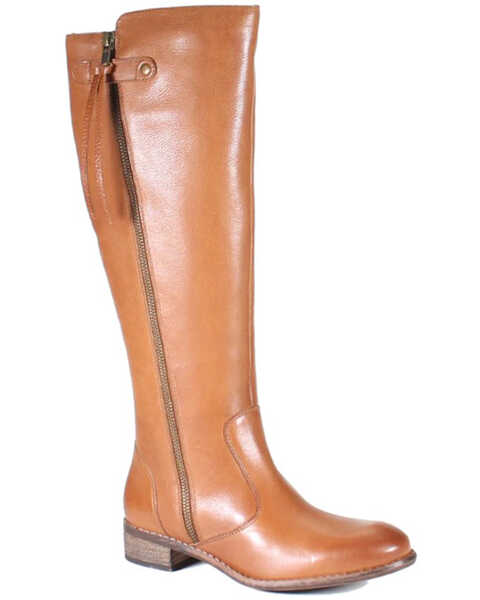 Diba True Women's Ram Sey Leather Knee High Boots - Round Toe , Cognac, hi-res
