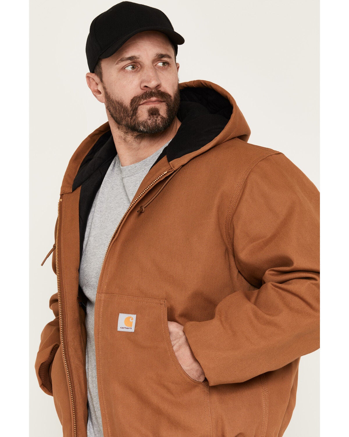 Image #2 - Carhartt Men's Flannel Lined Loose Fit Firm Duck Active Jacket, Brown, hi-res