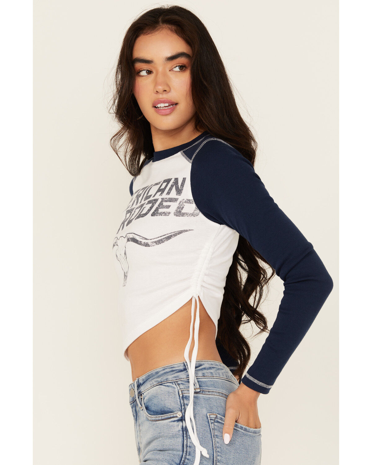 Image #2 - Youth in Revolt Women's American Rodeo Long Sleeve Graphic Tee, White, hi-res