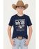 Image #1 - Americana Boys' Indy 500 Cover Ad Short Sleeve Graphic T-Shirt, Navy, hi-res