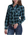 Image #1 - Roper Women's Windowpane Plaid Print Long Sleeve Snap Western Shirt, Blue, hi-res