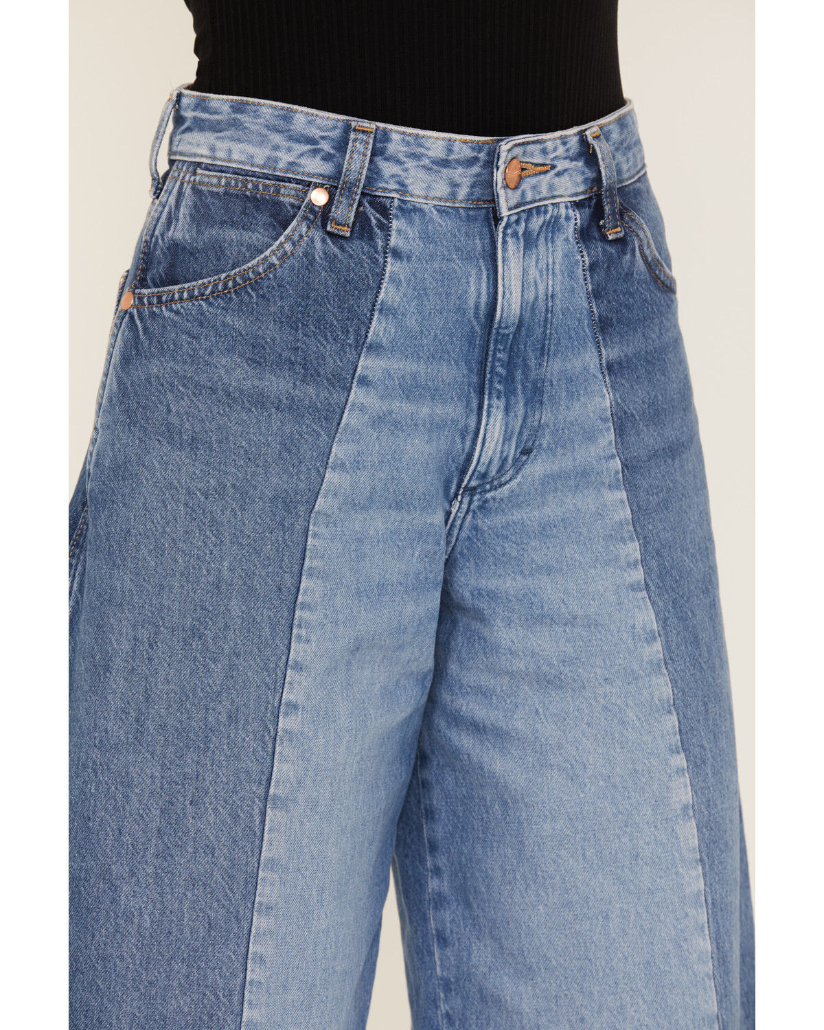 Wrangler Women's Medium Wash Mid Rise Color Block Together