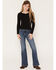 Image #1 - Wrangler Girls' Bespoke Flare Stretch Denim Jeans, Medium Wash, hi-res