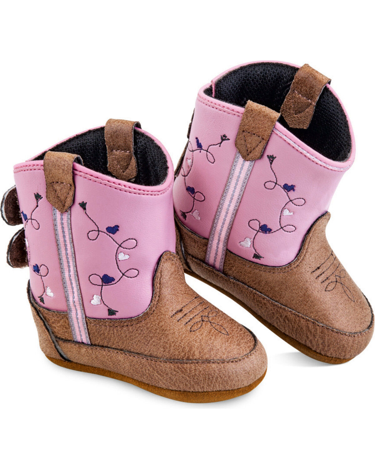 Western Infant Baby Girl Pink Cowboy Cowgirl Boots Faux Suede Gift Boxed 