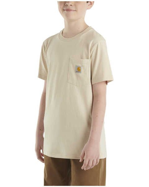 Carhartt Boys' Logo Graphic Short Sleeve T-Shirt, Off White, hi-res
