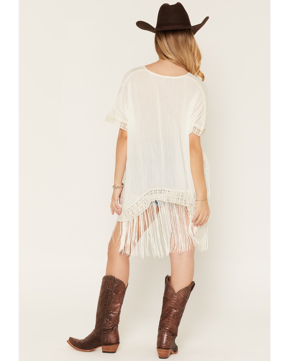 Image #6 - Shyanne Women's Fringe Lace Pullover Kimono, Ivory, hi-res