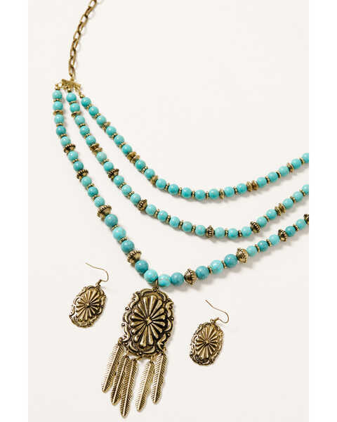 Image #3 - Shyanne Women's Golden Dreamcatcher Multi Strand Turquoise Beaded Set, Gold, hi-res