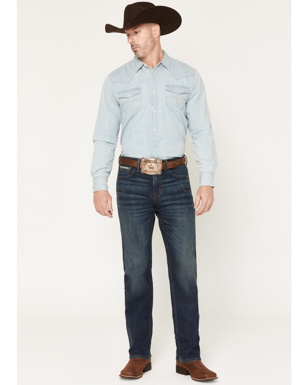 Image #1 - Cody James Men's Gunmetal Wash Yukon Relaxed Straight Concealed Carry Stretch Denim Jeans, Dark Wash, hi-res