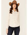 Image #1 - Shyanne Women's Plaid Ivory Trim Detail Long Sleeve Button Shirt, Ivory, hi-res