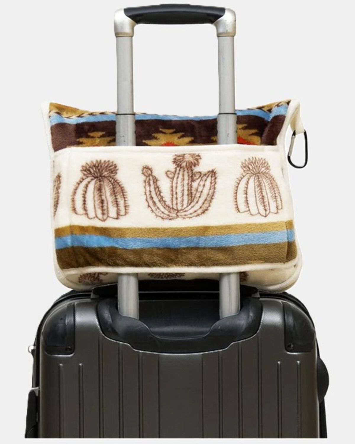 Image #3 - Carstens Home Cactus Stripe Travel Blanket, Blue, hi-res