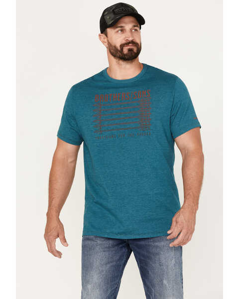 Image #1 - Brothers and Sons Men's Gradient Arrows Logo Graphic T-Shirt , Teal, hi-res