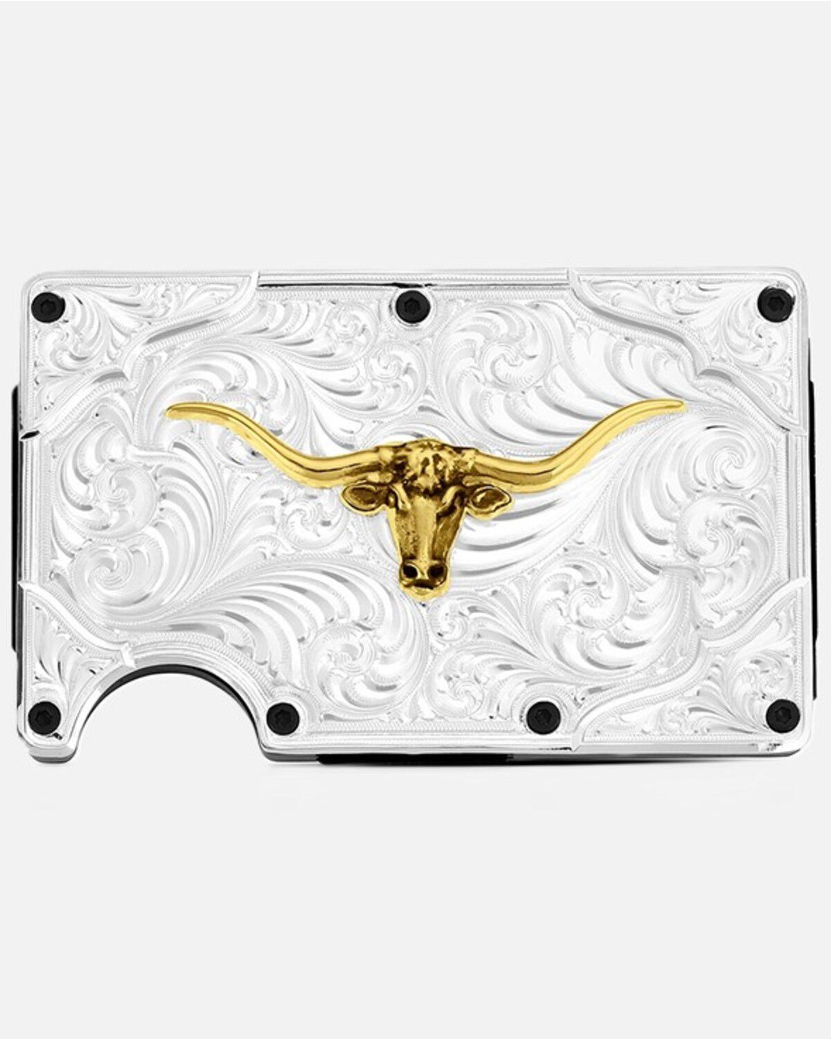 Image #1 - Montana Silversmiths Ironwood Longhorn Card Case, Silver, hi-res