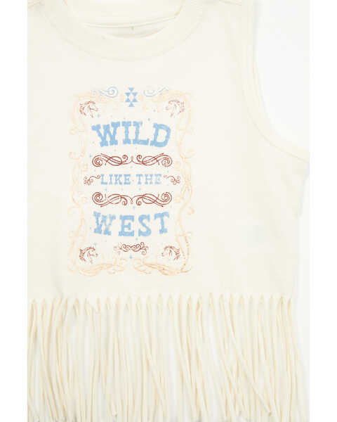 Image #2 - Shyanne Toddler Girls' Wild Like The West Fringe Graphic Tank Top , Cream, hi-res
