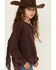 Image #2 - Shyanne Girls' Fringe Pullover Sweatshirt, Chocolate, hi-res