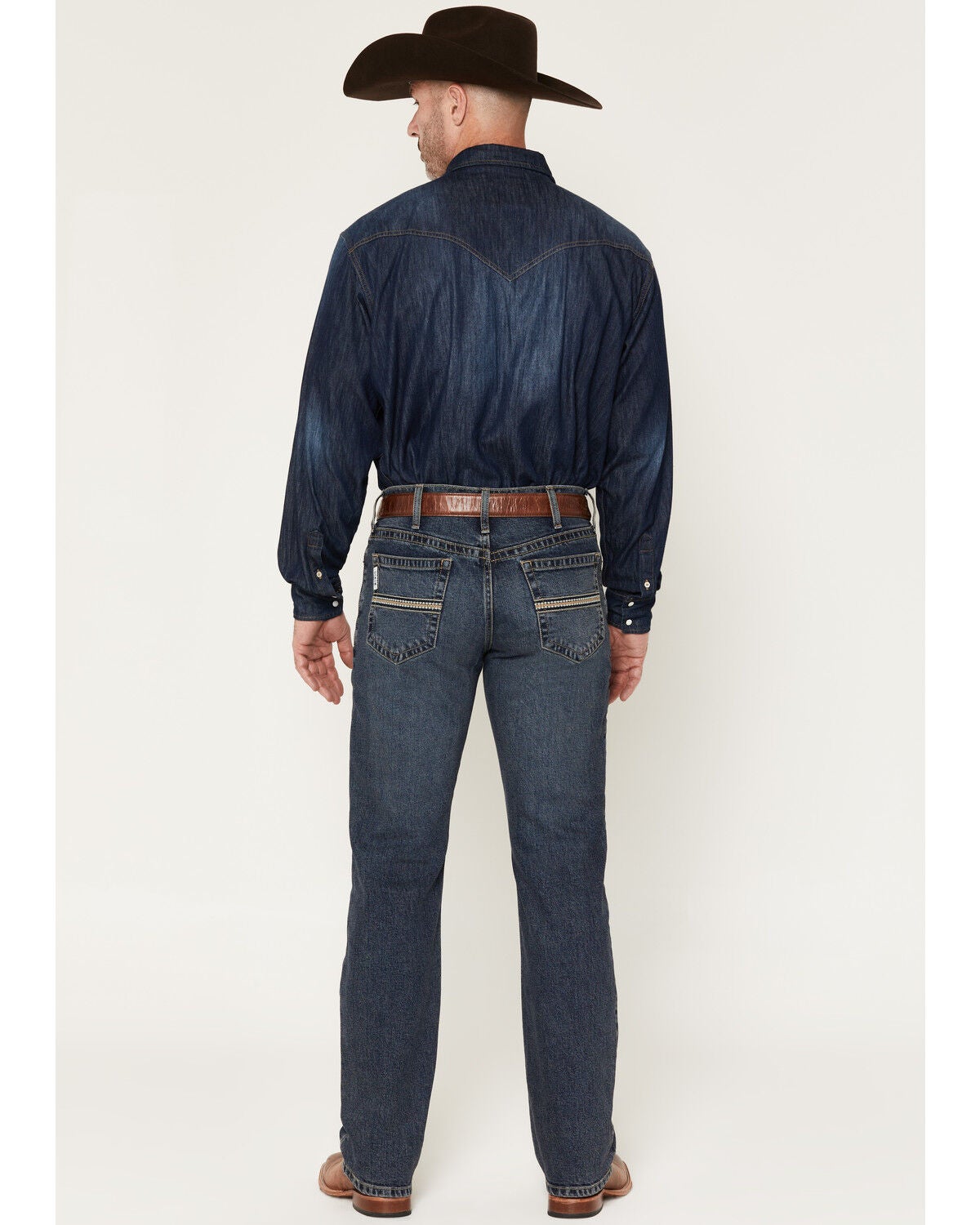 Image #3 - Cinch Men's White Label Dark Stonewash Relaxed Straight Performance Stretch Denim Jeans, Dark Wash, hi-res