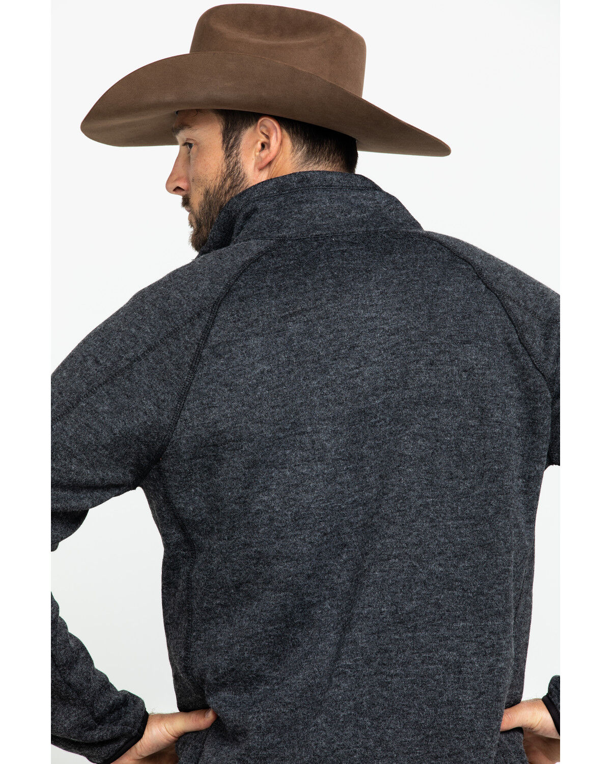 Image #5 - Stetson Men's Charcoal Fuzzy Bonded Sweater, Grey, hi-res