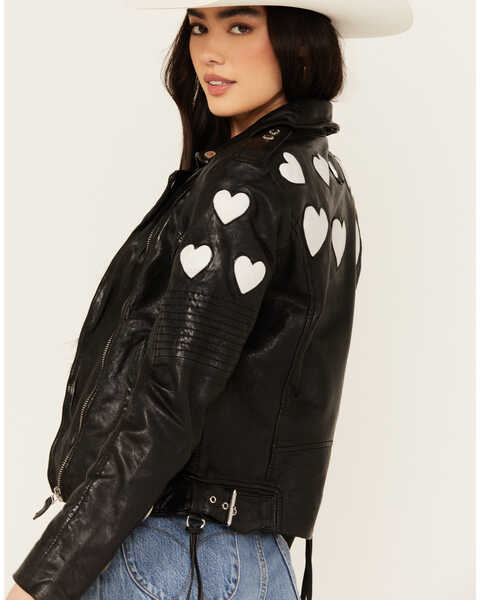 Image #4 - Mauritius Leather Women's Scattered Hearts Leather Jacket , Black, hi-res