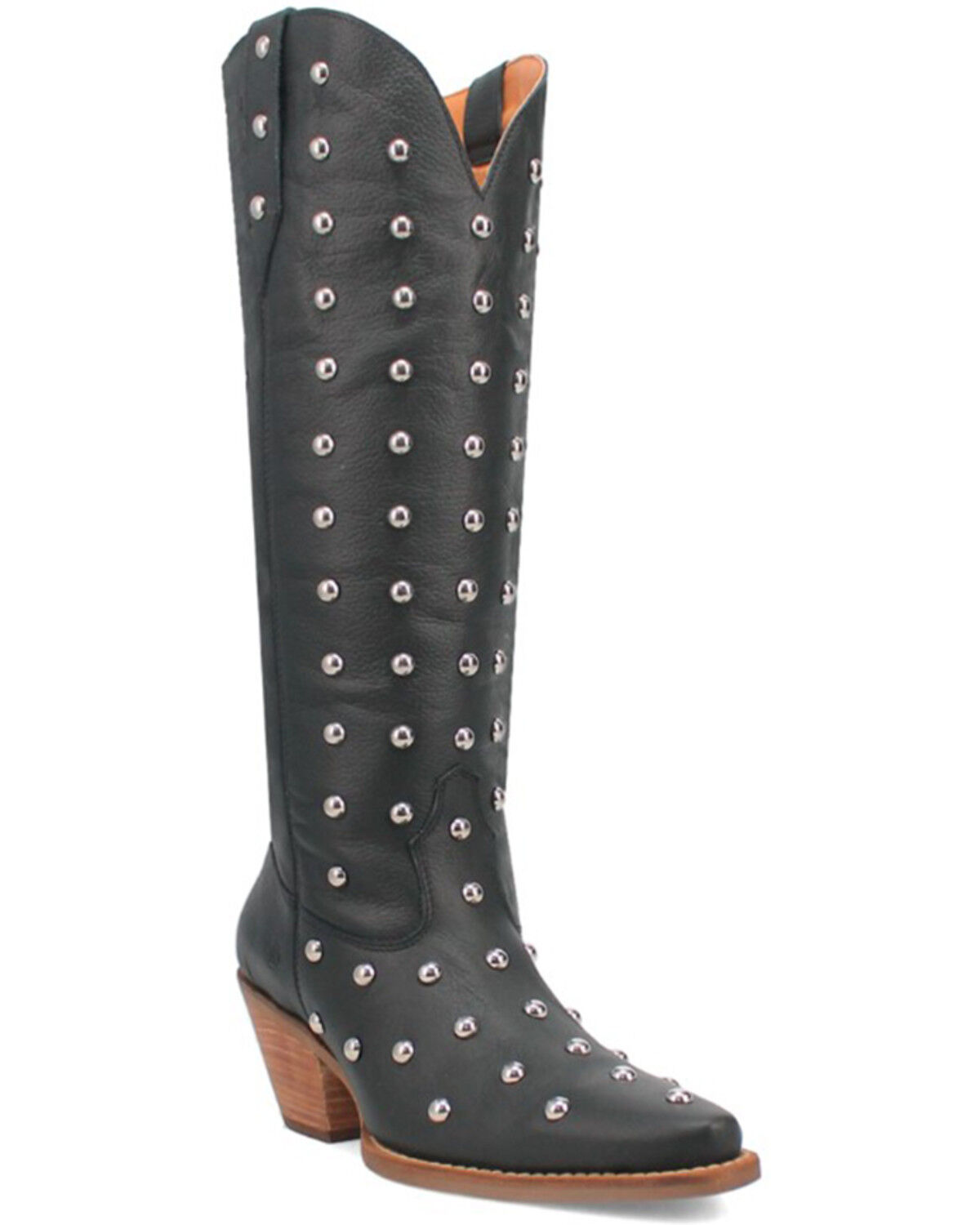 Image #1 - Dingo Women's Broadway Bunny Studded Tall Western Boots - Snip Toe, Black, hi-res