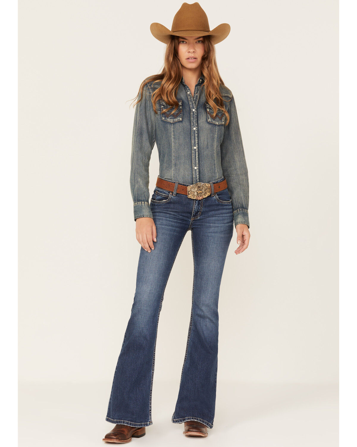 Image #3 - Wrangler Retro Women's Mae Flare Mid Rise Faith Denim Jeans, Blue, hi-res