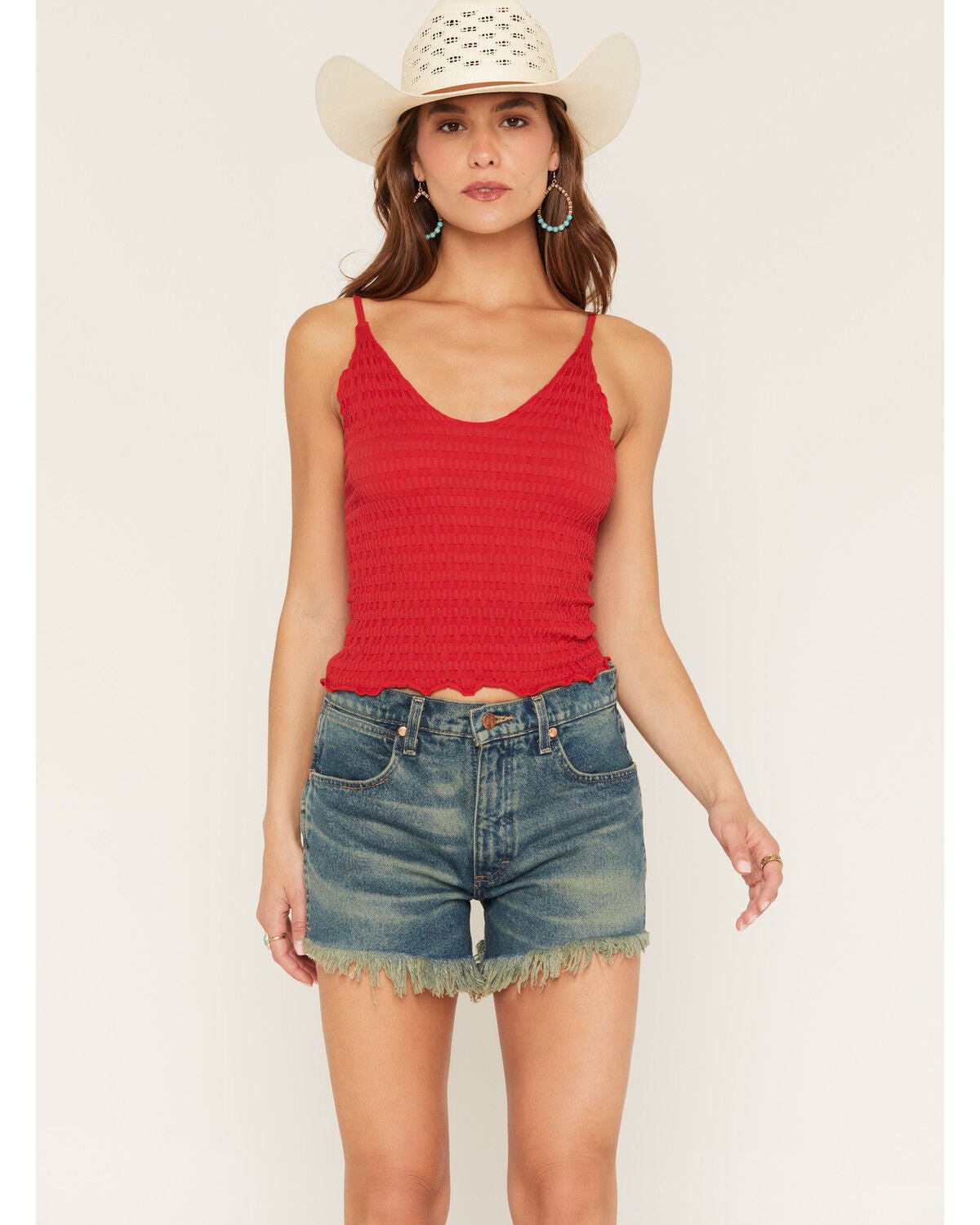 Image #1 - Rock & Roll Denim Women's Knit Tank Top, Red, hi-res