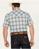 Image #4 - Ely Walker Men's Plaid Print Short Sleeve Pearl Snap Western Shirt, Aqua, hi-res