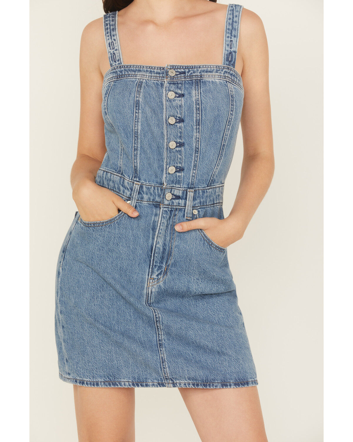 Image #3 - Levi's Women's Iconic Button-Up Mini Dress, Blue, hi-res