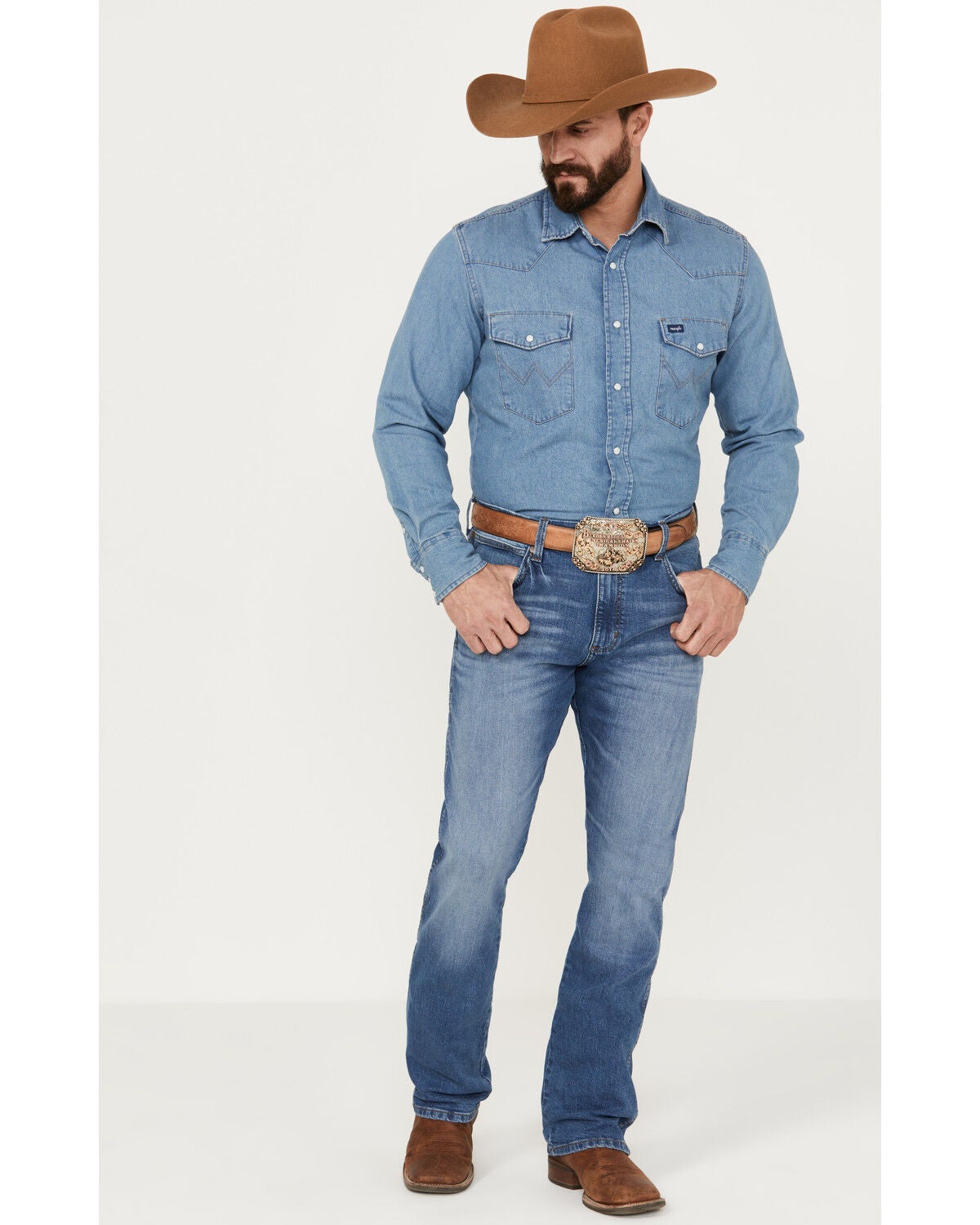 Wrangler Retro Men's Fresian Light Wash Slim Bootcut Stretch Jeans - Long, Light Wash, hi-res