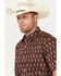 Image #3 - RANK 45&reg; Men's Cash Geo Print Short Sleeve Button-Down Stretch Western Shirt, Brown, hi-res