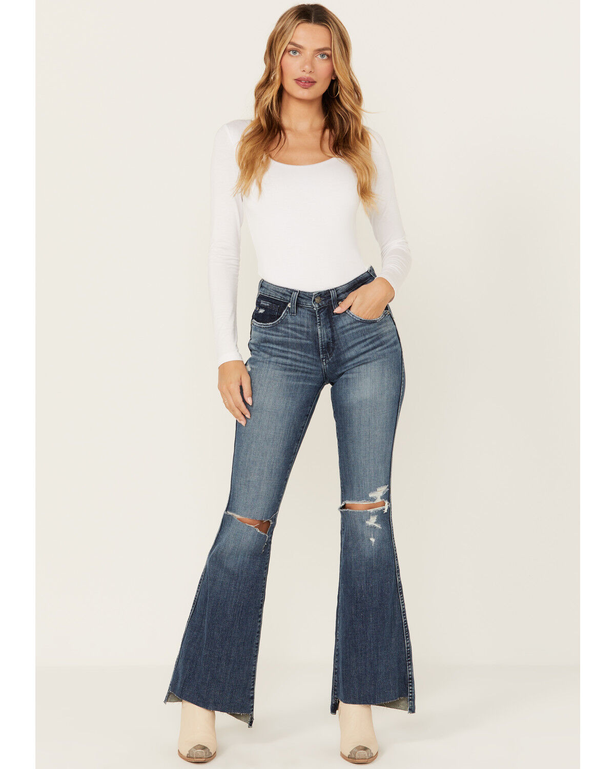 Image #1 - Ariat Women's Medium Wash High Rise Thea Flare Jeans, Medium Wash, hi-res