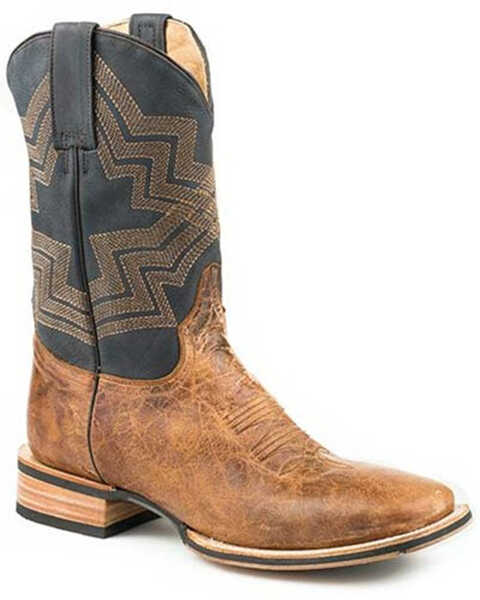 Image #1 - Stetson Men's Goddard Waxy Vamp Western Boots - Broad Square Toe , Brown, hi-res